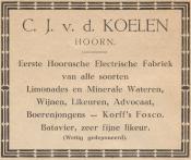 C.J. v.d. Koelen - Eerste Hoornsche Electrische Fabriek Voor allerlei dranken