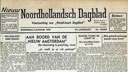 Het 'Nieuw Noordhollandsch Dagblad' van 2 januari 1946.