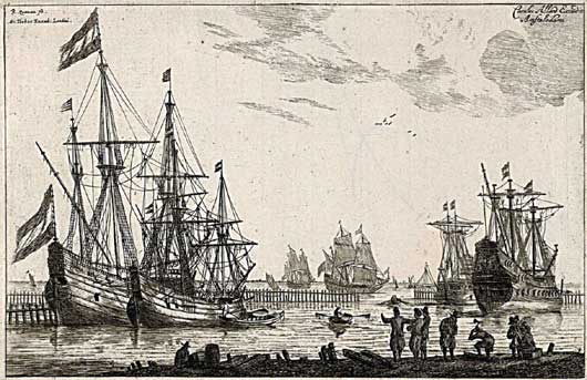 Fluitschepen in de haven van Hoorn, Reinier Nooms, ca. 1650.