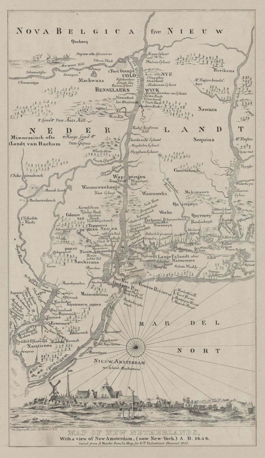 Kaart van Nieuw Nederland (Adriaen Van Der Donck 1656)