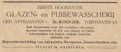 advertentie - Eerste Hoornsche Glazen- en Puibewasscherij Jb. Kooger