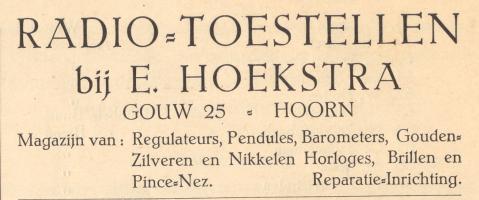 advertentie - E. Hoekstra  -  Radio-Toestellen