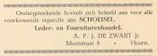advertentie - Schoenmakerij  A. P. J. de Zwart Jr.