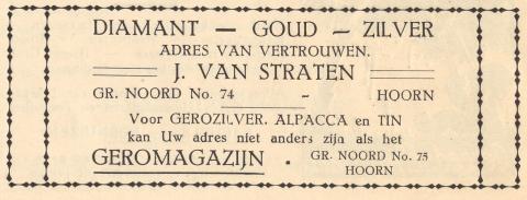advertentie - J. van Straaten - Juwelier