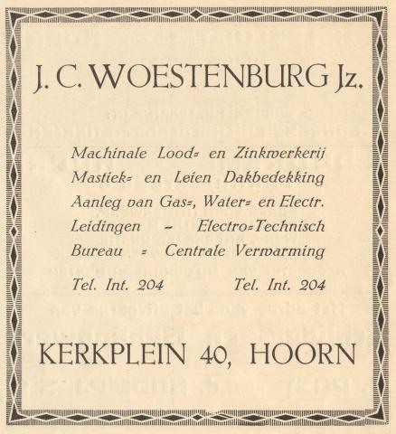 advertentie - J. C.  Woestenburg Jr. - Machinale lood en zinkwerkerij