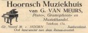 advertentie - G. van Meurs -  Hoornsch Muziekhuis