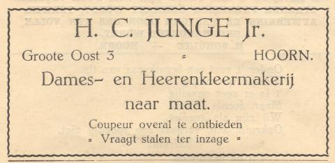 advertentie - H. C. Junge Jr.  - Dames en Heerenkleermakerij