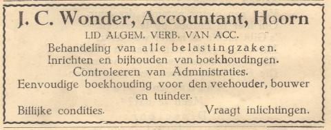advertentie - J. C. Wonder - Accountant