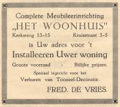 advertentie - Fred. de Vries - 'Het Woonhuis'