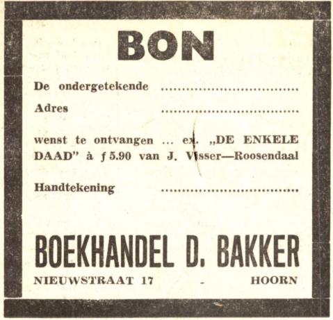 advertentie - Boekhandel D. Bakker