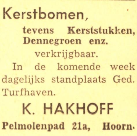 advertentie - K. Hakhoff  - Kerstbomen