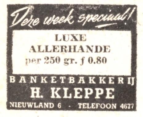 advertentie - H. Kleppe - Banketbakkerij