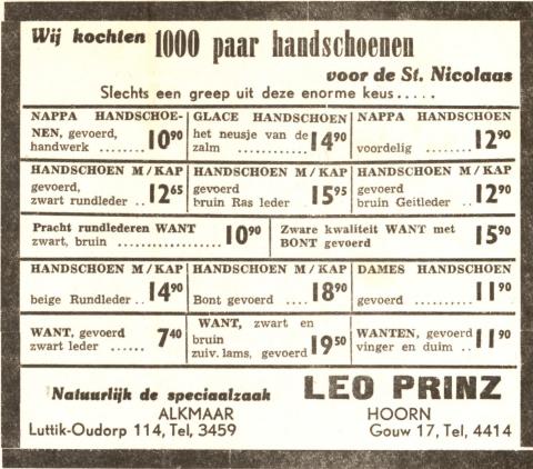 advertentie - Leo Prinz  -  Handschoenen