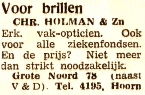 advertentie - Chr. Holman & Zn.