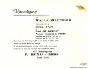 P. Botman - Uitnodiging Wala corsetshow in 'De Roskam'