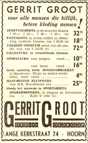 advertentie - Gerrit Groot - Heren- en Jongenskleding