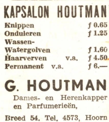 advertentie - Kapsalon  G. Houtman