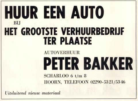 advertentie - Peter Bakker - Autoverhuurbedrijf