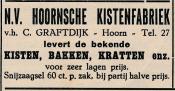 advertentie - N.V. Hoornsche Kistenfabriek v.h. C. Graftdijk tel. 27