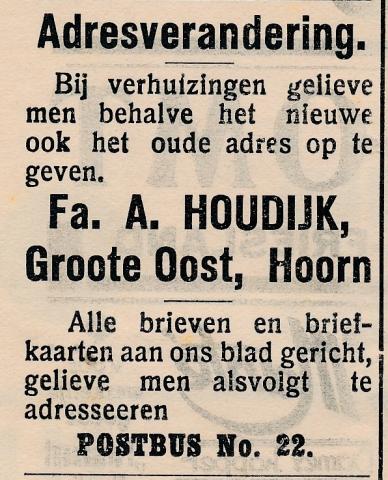 advertentie - Fa. A. Houdijk