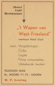 advertentie - Wapen van West-Friesland voorheen Hotel Geel
