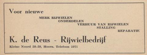 advertentie - K. de Reus - Rijwielbedrijf