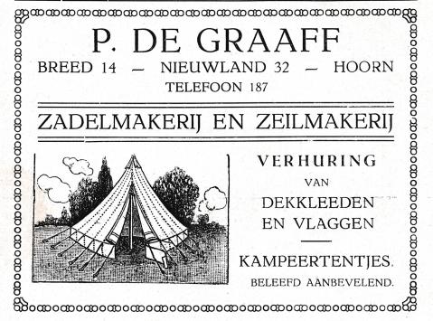 advertentie - Zadelmakerij en Zeilmakerij P. de Graaff