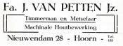 advertentie - Timmerman en Metselaar Fa. J. van Petten Jz.