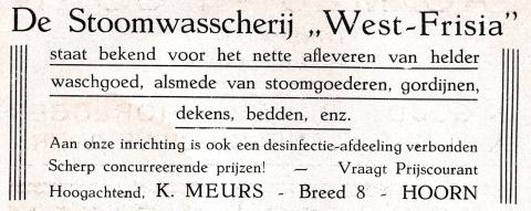 advertentie - Stoomwasscherij West-Frisia