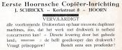 advertentie - Eerste Hoornsche Copiëer-Inrichting J. Schrickx