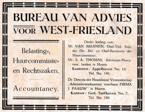 advertentie - Bureau van Advies voor West-Friesland