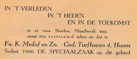 advertentie - Stoelen en Mandwerk Fa. K. Meilof en Zn.