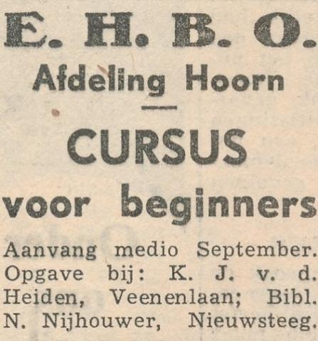 advertentie - Cursus E.H.B.O.