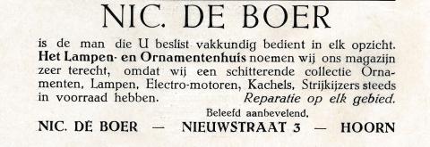 advertentie - Het Lampen- en Ornamentenhuis Nic. de Boer