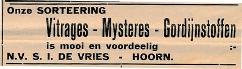 advertentie - Warenhuis S. I. de Vries