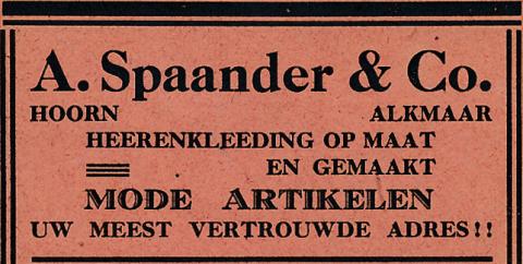 advertentie - Heerenkleeding A. Spaander & Co