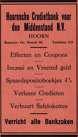 advertentie - Hoornsche Credietbank voor den Middenstand N.V.