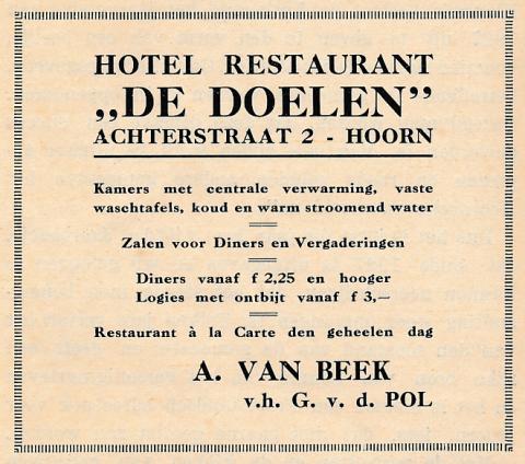 advertentie - Hotel Restaurant De Doelen