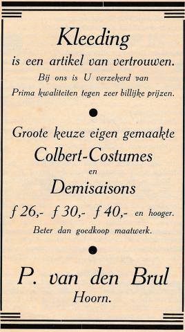 advertentie - Heerenkleeding P. van den Brul