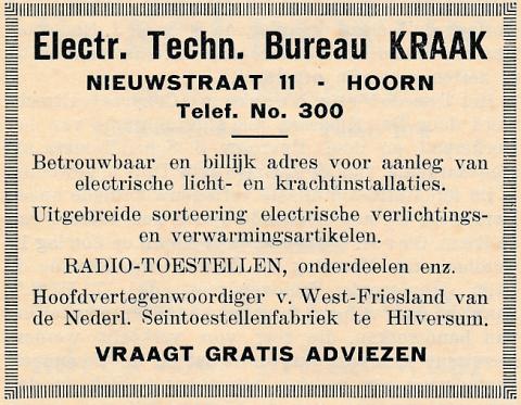 advertentie - Electr. Techn. Bureau Kraak
