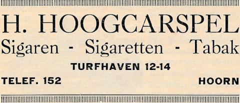 advertentie - Tabakshandel H. Hoogcarspel