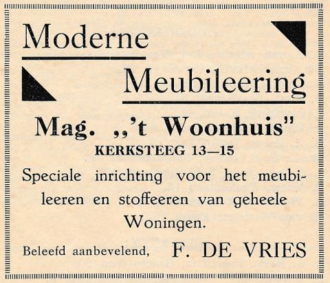 advertentie - Meubelzaak F. de Vries
