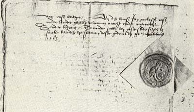 Opgedrukt zegel van zaken den 15en octobris 1583.
